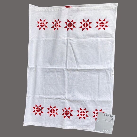Ikea Red & White Cotton Tea Towels Set 2 Scandanavian Star Kitchen Large New - Picture 1 of 3